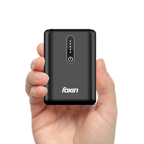 Image of Foxin Fist 10000mAh 10k Mini Power Bank | 22.5W Super Fast Charging | Built-in Type-C Cable & PD Output | Small Pocket Size | for iPhones /Android Mobiles & Other Devices | Made in India - Black