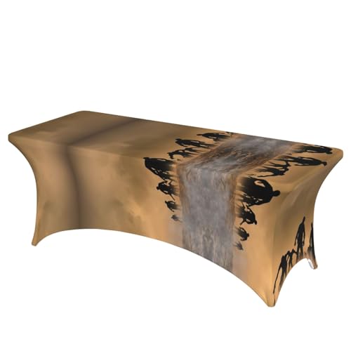 Nappe zombie 1,8m EdWal extensible élasthanne sans pli pour table rectangulaire