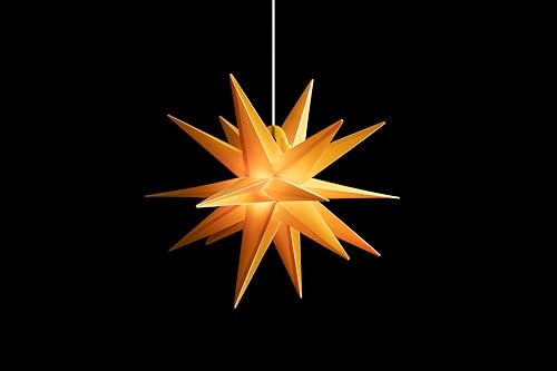 Preisvergleich Produktbild Sterntaler Dekostern / Weihnachtsstern Kunststoff / 18-Zacker Faltstern / Gelb / 40cm / Innen und Außen / LED / Netzstecker