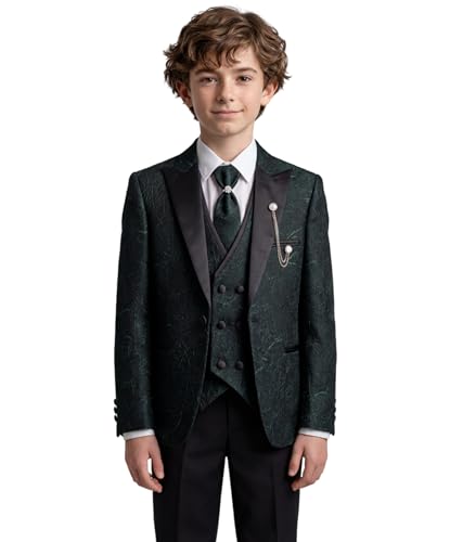 Traje de cena de esmoquin con diseño de cachemira para niños de boda