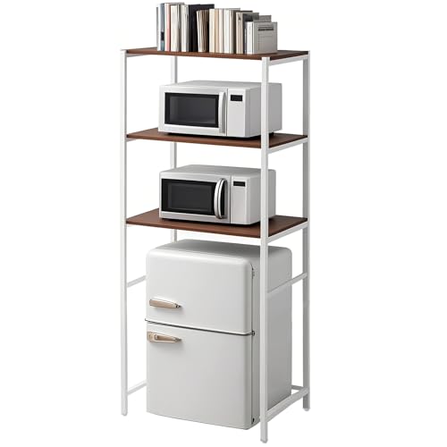 Image of Colingmill 3 Tier White Mini Fridge Stand with Storage for Dorm, Over Mini Fridge Multipurpose Storage Shelf Rack Standing Organizer for College Rooms Kitchen Pantry, Home, and Offices, Coffee, Bar