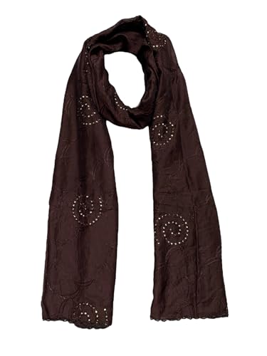 Image of LKC WOMEN'S SEQUENCE EMBROIDERED SELFDESIGN SOFT COTTON CHANDERI DUPATTA