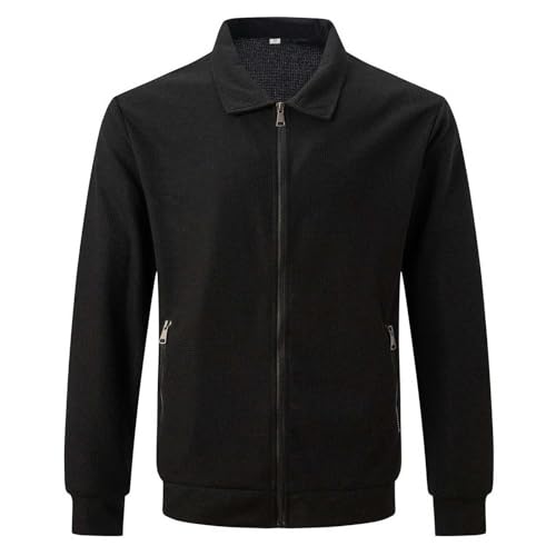 Mens Jacket Waffle Knit Spring Fall Lapel Silm-Fit Zip Up Trendy Jackets - image 3