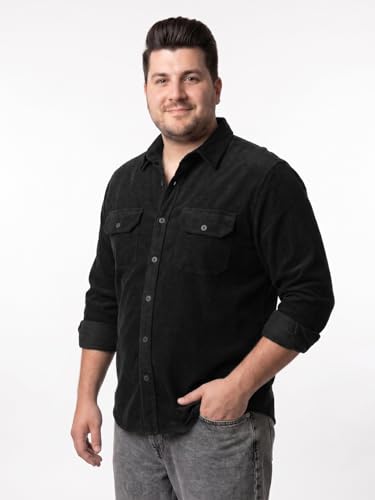 Image of Urbano Plus Men's Corduroy Full Sleeve Regular Fit Solid Overshirt with Utility Pockets