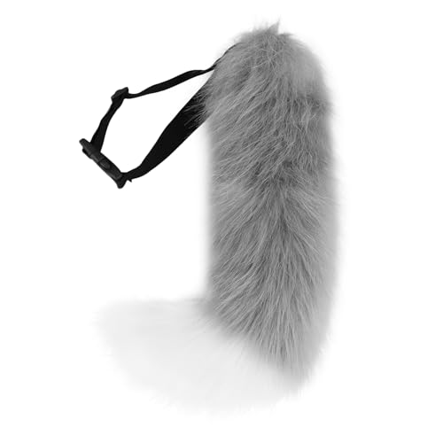SMILETERNITY Faux Fur Furry Animal Cat Fox Tail for Halloween Party Cosplay Costume Accessories Gray