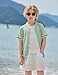 Arshiner Boys Knit Shirts Short Sleeve Button Down Shirt Vintage Fashion Casual Summer Beach Shirts for Kids 4-13 Years Light Green