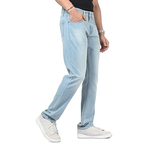 Image of WROGN Men's Stretch Denim Jeans | Straight Fit | Casual Style | Mid Rise
