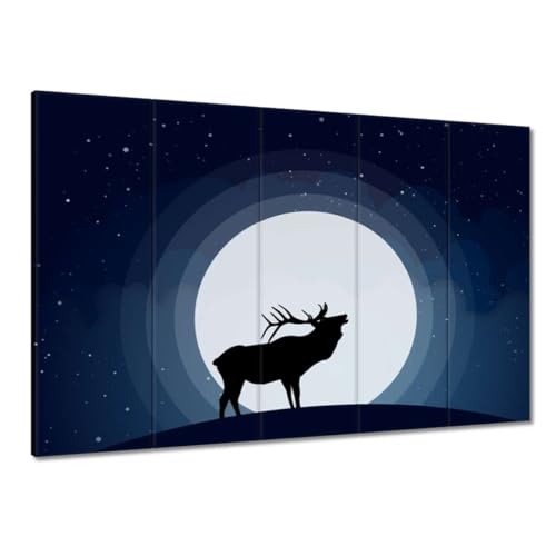 Art mural cerf pleine lune sur toile de haute qualité 100x70