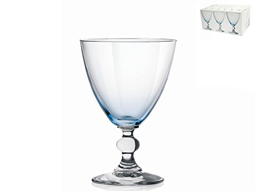 H&H Home Confezione 6 Vetro Splendor Cielo Acqua Cl25 Calici Vino Arredo Tavola, Blu, 25 cl