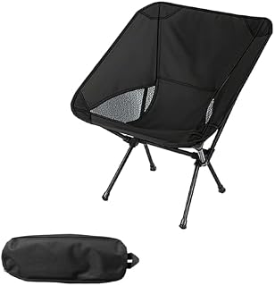 Wind Tour Portable Camping Chair Foldable Outdoor Chair for Hiking Camp Backpacking Lawn Beach Fishing Picnic with Carry Bag (Black)