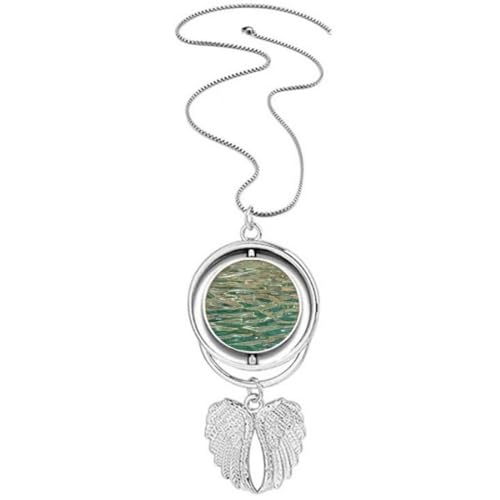 Collier pendentif ailes d'ange et vagues bleues en argent pour femme