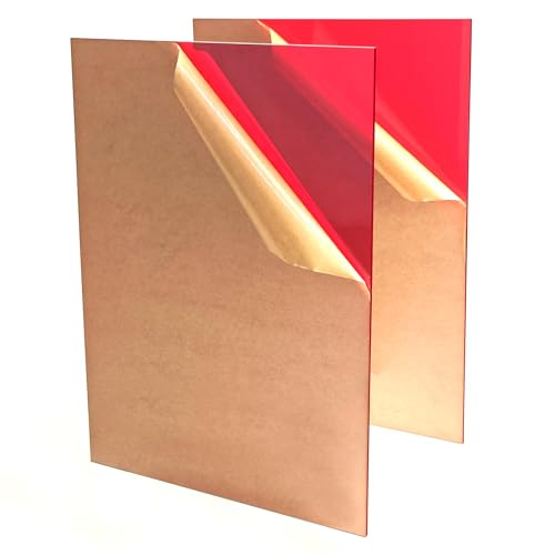 Image of Red Acrylic Sheets 8 * 12 inch 1 /8 inch Thick (2.8~3mm) Red Transparent Cast Acrylic Plexiglass Board for Sign, DIY Project, Laser Cutting, Wedding, Craft, Picture Frame, Engraving(2 Pieces)