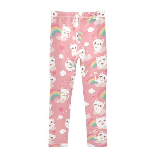 Cute Cat Hearts Girls' Leggings Toddler Doodles Rainbow Kids Yoga Pants Dance Active Tights 4T2