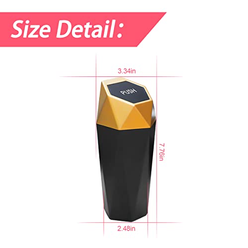 Image of Mini Portable Car Trash Can with Lid, Style 1, Gold