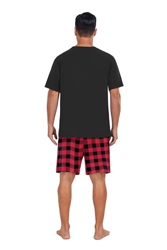Image of Mens Pajamas Set Lightweight Summer Pjs Sleepwear Soft Comfy Short Sleeve Loungewear With Pocket (S-4X)