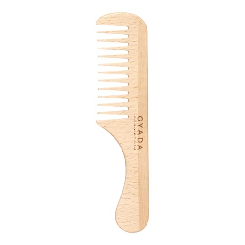 GYADA COSMETICS Comb with Handle for Detangling All Hair Types, Antistatic, Non-Breaking Hair, Ergonomic Handle, Beech Wood image 5