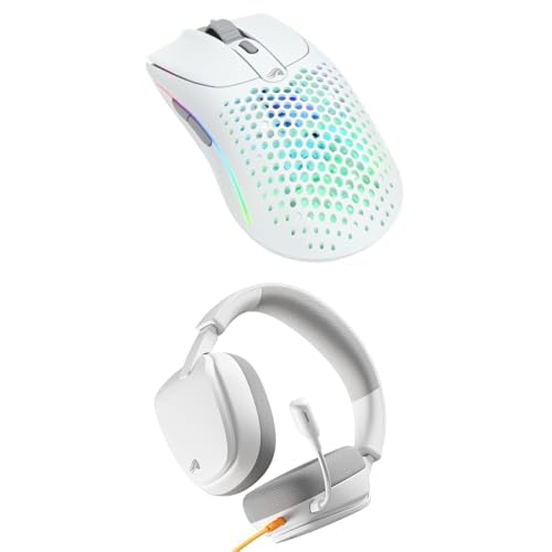 GLORIOUS Bundle of Model O 2 Wireless Gaming-Maus, 68g, BAMF 2.0 Sensor, in Mattweiß GHS Eternal Stereo-Gaming-Headset, Abnehmbares Mikrofon in Weiß