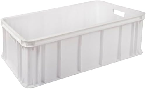 Extra Large Plastic Storage Crate, White, 90L Capacity, for Meat Storage