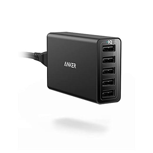 Anker 40W 5-Port USB Wall Charger, PowerPort 5 for iPhone XS / XS Max / XR / X / 8 / 7 / 6 / Plus, iPad Pro / Air 2 / mini, Galaxy S9 / S8 / Edge / Plus, Note 8 / 7, LG, Nexus, HTC and More, Black (AK-A2124111)