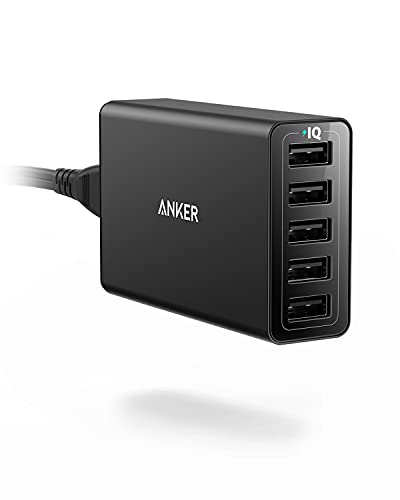 Anker 40W 5-Port USB Wall Charger, PowerPort 5 for iPhone Xs/XS Max/XR/X / 8/7 / 6 / Plus, iPad Pro/Air 2 / mini, Galaxy S9 / S8 / Edge/Plus, Note 8/7, LG, Nexus, HTC and More, Black