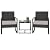 HYDRAGARDEN 3PCS Patio Furniture Set, Outdoor Wicker Bistro Conversation Set with Padded Cushions & Glass Table, Garden Rattan Chair Set for Porch Balcony Backyard (Plus Black Wicker & Grey Cushions)