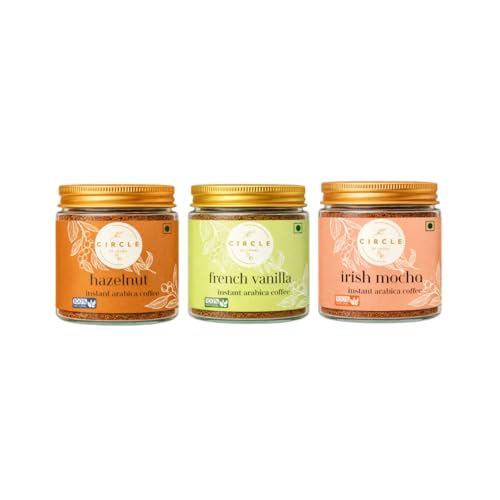 Image of The Circle Of Aroma Signature Instant Coffee|100% Arabica|Rich Aroma|No Added Sugar|Combo Of 3|Irishmocha, Vanilla & Hazelnut|50g(25 Cups) Each Flavour|Enjoy Hot /Cold