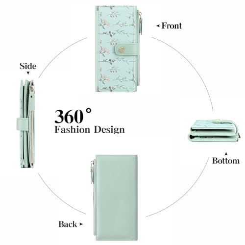 GAEKEAO Womens Wallet RFID Blocking Trifold Large Capacity Ladies Vegan Leather Wallet Floral Multi Card Holder Organizer4