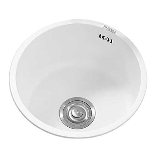 Évier Rond Blanc Évier De Bar Évier Encastré Évier De Cuisine Rond Évier Blanc avec Tuyau De Vidange Évier en Acier Inoxydable Nano (S : 32cm)