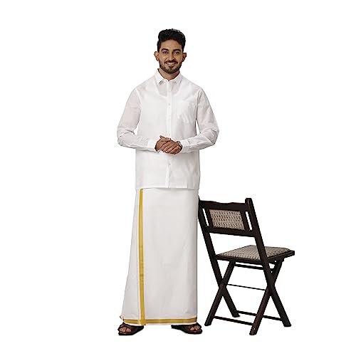 Image of RAMRAJ COTTON Mens White Cotton Rich Solid Full Sleeve Shirt