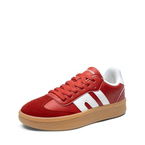 DREAM PAIRS Women's Tennis Sneakers Walking Casual Lace-Up Footwear Comfortable Fashion Sneakers Shoes,Size 6,Red,DWUMFN2546
