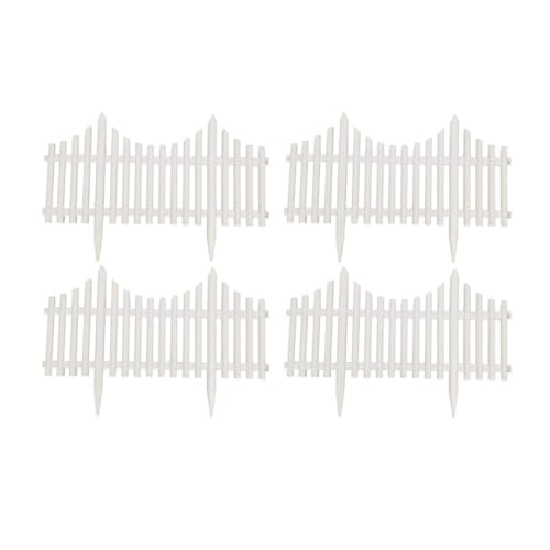 Image of Wonderland 4Pcs Outdoor Garden Fence Border| 1.7 feet Garden Edging Fence | 6.9 feet Coverage Plastic Garden Picket Fence Panel| Decorative Fencing for Pathway, Yard, Lawn|Picket Fence with Spikes