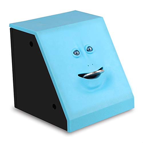 Youool Tirelire en forme de visage pour enfants - Fonctionne avec piles - Bleu Cover