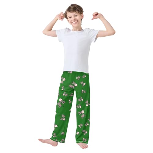 Boys' Pants Donkey Green Pattern Cartoon Long Bottoms Jogger Pants Elastic Waist Trousers with Pockets S-XL2