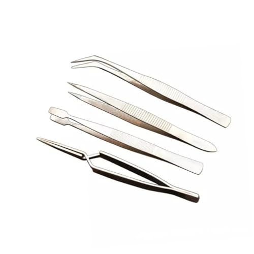 Beavorty Nail Art Tweezers Set 4pcs Metal Pointed Tweezers Kit Manicure Jewelry Eyelash Crafting Professional Diy