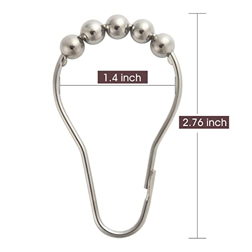 DadyMart Shower Curtain Rings, Rust Resistant Metal Shower Curtain Hooks, Set of 12 Hooks for Bathroom Shower Rods Curtains, Nickel