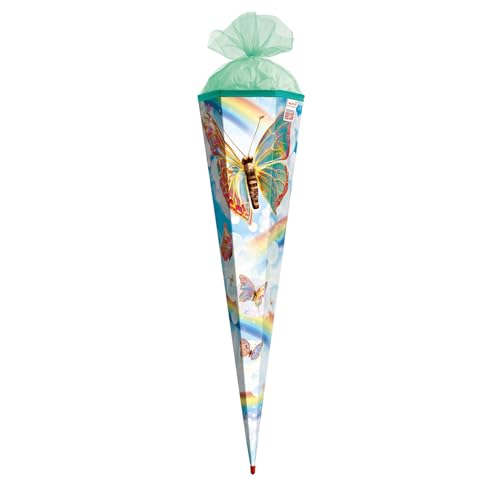 Sac d'école ROTH carré 85 cm papillon arc-en-ciel à dentelle rouge et tulle de fermeture