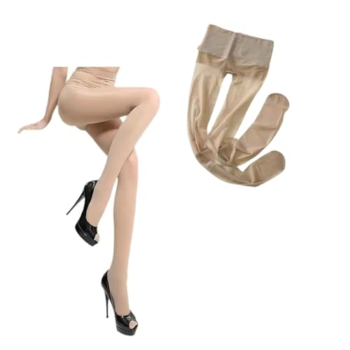 Image of Elegant Women's Transparent Beige Sheer Stockings | Soft Stretchable Nylon Pantyhose | Comfortable High-Waist Fit for Office | 1 Pc
