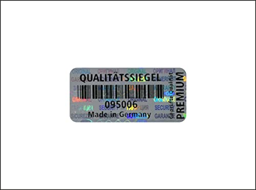 Holomarks 250 St. Qualitätssiegel Hologramm Etiketten Garantie Siegel Sicherheitsaufkleber 32x15mm GERMAN TEXT Cover