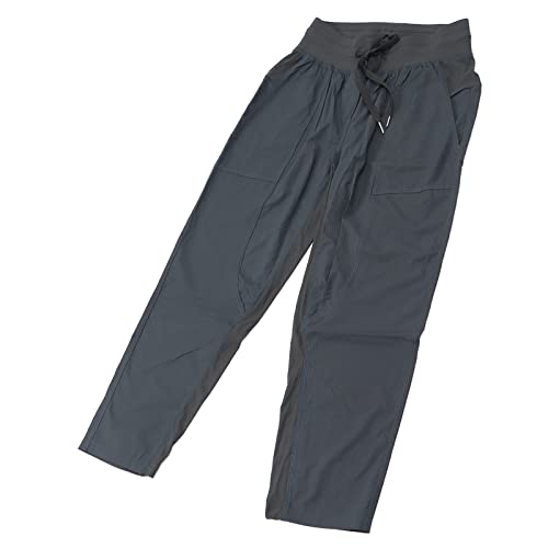 Calça de moletom feminina de nylon respirável casual com cordão para corrida e ciclismo (verde e pre