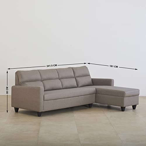 Image of Home Centre Helios Clary Fabric 3-Seater Right Corner Sofa with Chaise - Beige