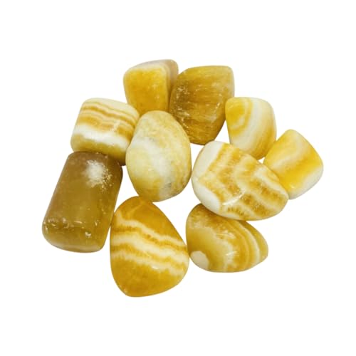 Natural Yellow Calcite Tumbled Stones, Healing Crystals for Meditation, Confidence, Focus, Stress Relief, Energy Healing, Positive Manifestation (Pack of 10)