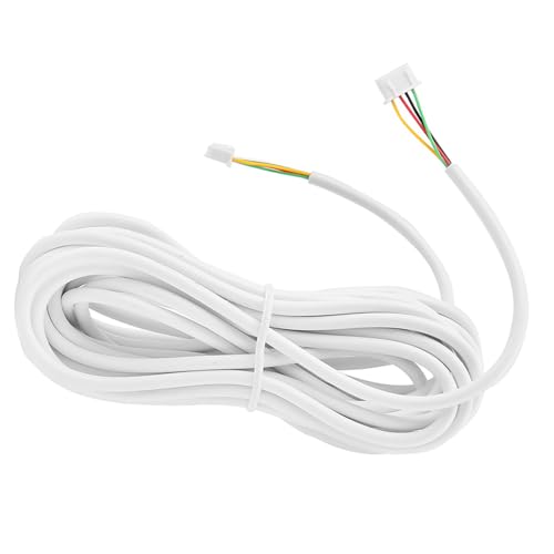 Image of Bewinner 10m 0.3mm 4-Core Round Flexible Copper Cable, Ideal for Video Doorbell Intercom System, White PVC Insulated, Includes Backup Connectors