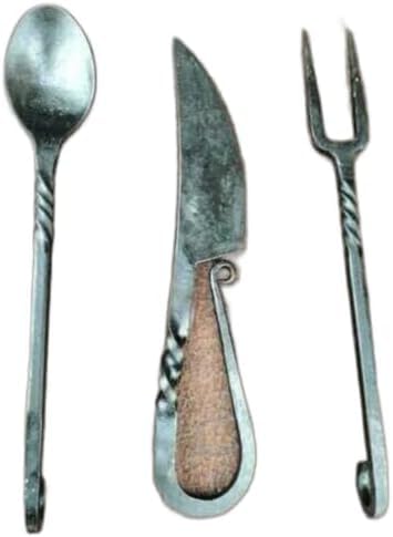 Generic Twisted Forged Cutlery Set Viking Cutlery Knife, Spoon & Fork Set of 3 pc, Black