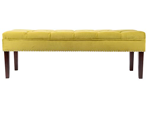 Sole Designs Claudia Collection Mid Century Modern Diamond Tufted Bedroom Bench with Nailhead Accents, 55