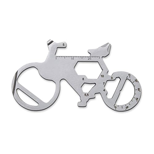 Geschenkartikel: ROMINOX Key Tool Bicycle, 19 Funktionen, Schlüsselanhänger Fahrrad, Mountainbike, Gravel Bike, Edelstahl Multitool, Multifunktionswerkzeug, Kleinigkeit für Adventskalender