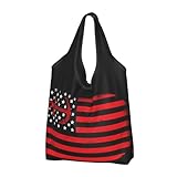 TZTTZT Sacs de courses réutilisables avec drapeau nautique américain, sacs d'épicerie avec poignées, Noir, Taille unique