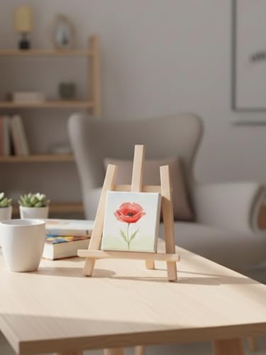 Ahşap Masaüstü Şövale, 37 cm, Sanatçı Tipi Ressam ve Dekoratif Tablo Sergileme Standı, Resim, Fotoğraf ve Menü için
