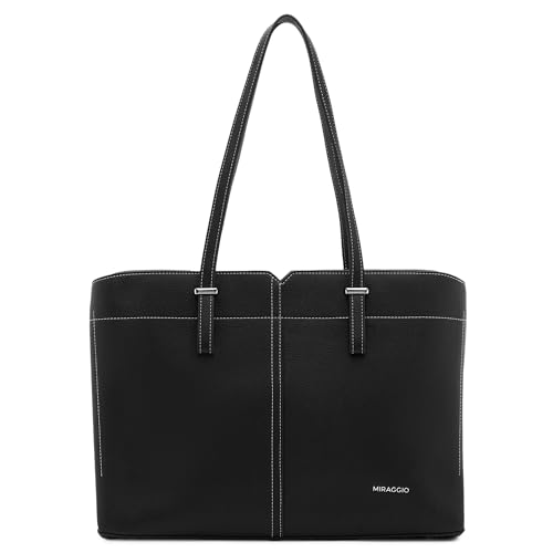 Image of Miraggio Isadora 13 Inch Laptop Tote Bag For Women Office Use | Office Tote Bag With Padded Laptop Sleeve And Zipper Closure | Stylish Totes