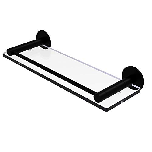 Allied Brass Fr-1/16G Fresno Collection 16 Inch Vanity Rail Glass Shelf, Matte Black #TOP25