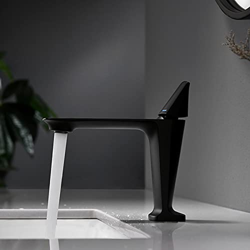 Robinet de lavabo de salle de bain noir mitigeur monotrou